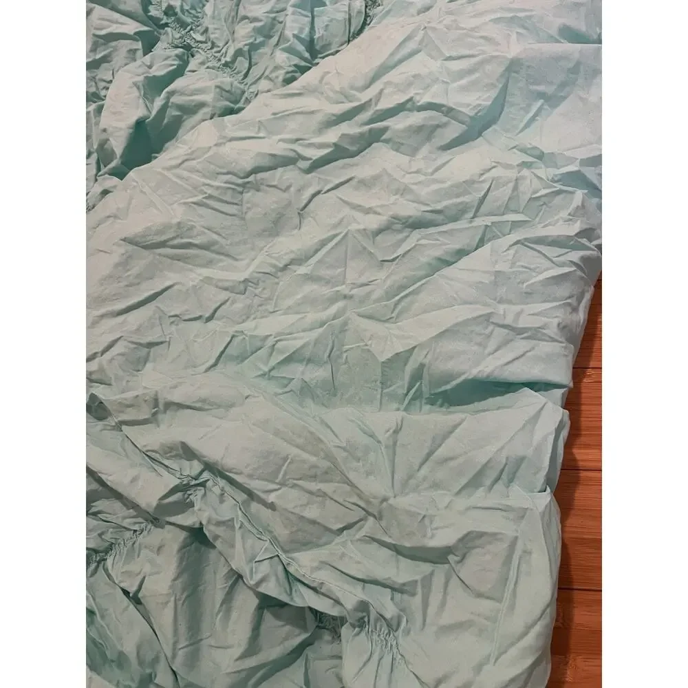 Pottery Barn Teen Ruched Rosette Duvet Cover Teal 100% Organic Cotton Twin